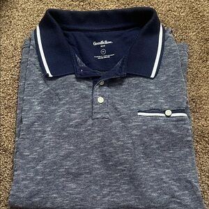 Goodfellow & Co Navy Heather Short-Sleeve Polo with Contrast Collar